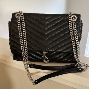 Rebecca Minkoff Edie Bag Black with Silver detail.